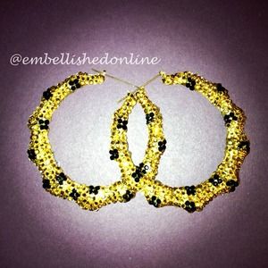 leopard print bamboo hoop earrings