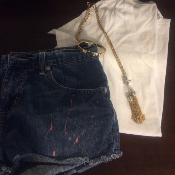 ☀Summer Sale☀Splattered cut off shorts💋