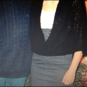 H&M Gray and Black Vertical Striped Pencil Skirt