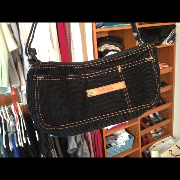 Diesel corduroy black shoulder purse