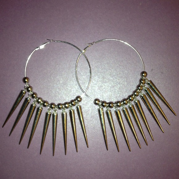 Silver Spiked Hoop Earrings