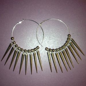 Silver Spiked Hoop Earrings