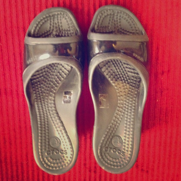 Crocs Black high heel slip ons