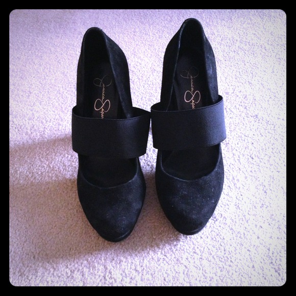 Black suede pumps