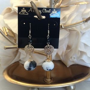✨Black & White Gold Marble Drop Earrings