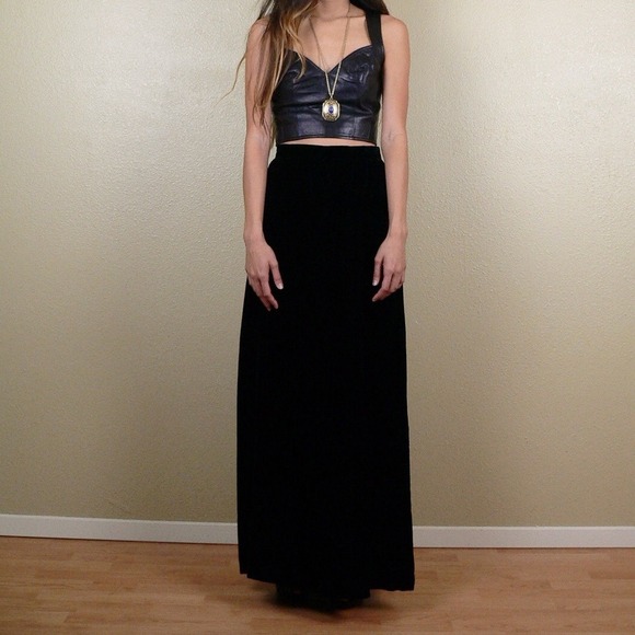 Black Velvet Maxi Skirt