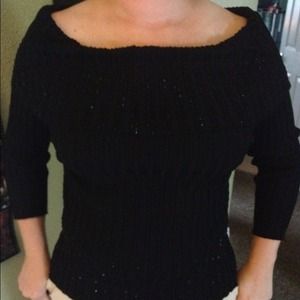 💢Reduced💢Black Beaded Sweater, off the shoulder.
