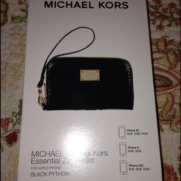 Michael Kors Black Python Tech iPhone Wallet