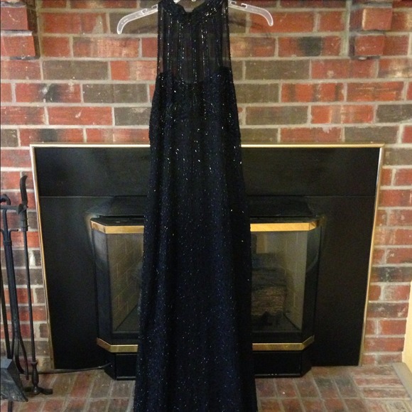 REDUCED!!! Beaded full length black formal dress