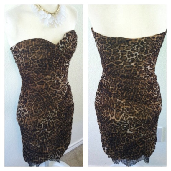 NEW! $328 BCBG Leopard Print Sz 4 (XS or S) dress - Picture 3 of 5