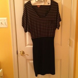 Eight sixty dress with grey and black stripes