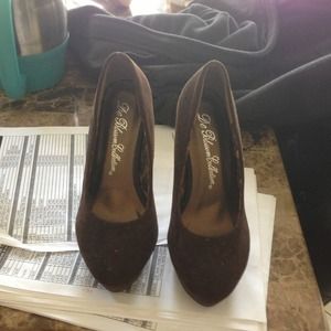 Brown suede heels
