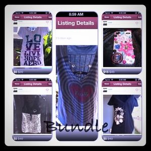 4 shirts and a custom phone case