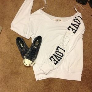 Off the shoulder Love Sweater