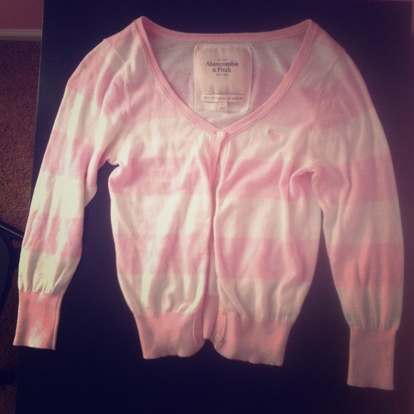 Pink and White Abercrombie & Fitch Cardigan