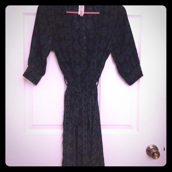 Poema Green pattern dress