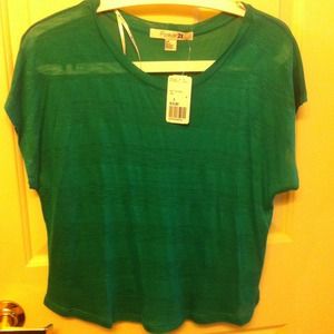 Forever 21 jade sheer stripes knit top size small