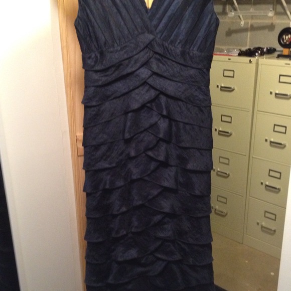 Floor length blue special occasion dress