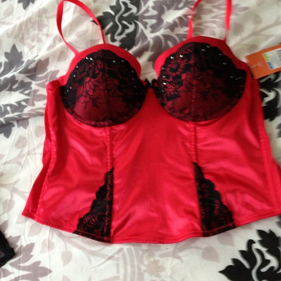 Red and black bustier