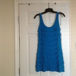 Express turquoise ruffle cotton dress