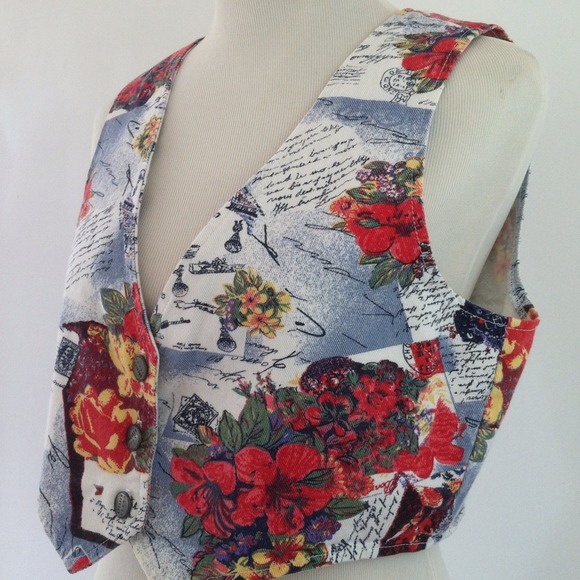 Denim Print Crop Top - Picture 2 of 4