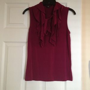 Banana Republic plum ruffle pussybow blouse