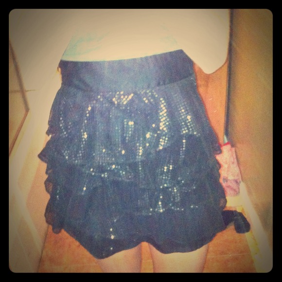 Black, sparkly high waisted skirt