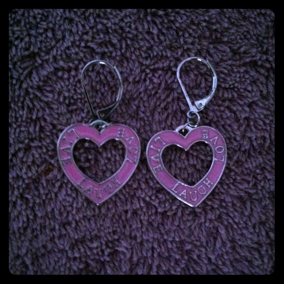 Live laugh love pink earrings.