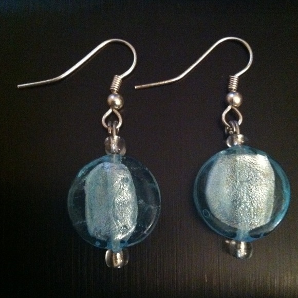 Clear blue bead earrings