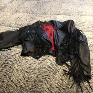 Women's fringe biker jacket