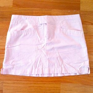 Seersucker pink and white striped skirt