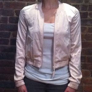 Soft pink light weight baseball style jacket