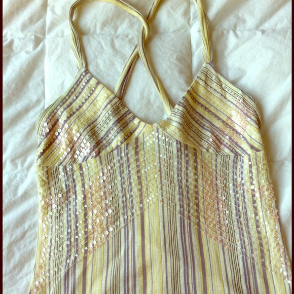 Armani Exchange yellow and purple sequin tank
