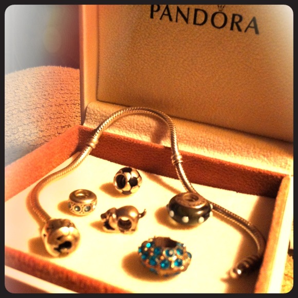 Pandora bracelet & charms. Dog & soccer ball sold!