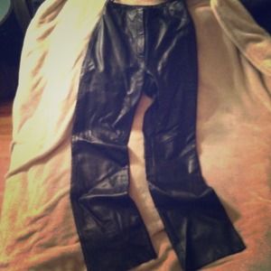 Black petite genuine leather pants. 🎉