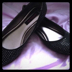 ❤  MATERIAL GIRL black rhinestone flats - 8