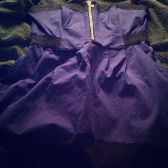Cute black and purple strapless dress from h & m