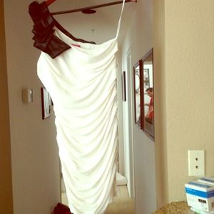 White Skrunchy Dress w/ black trim