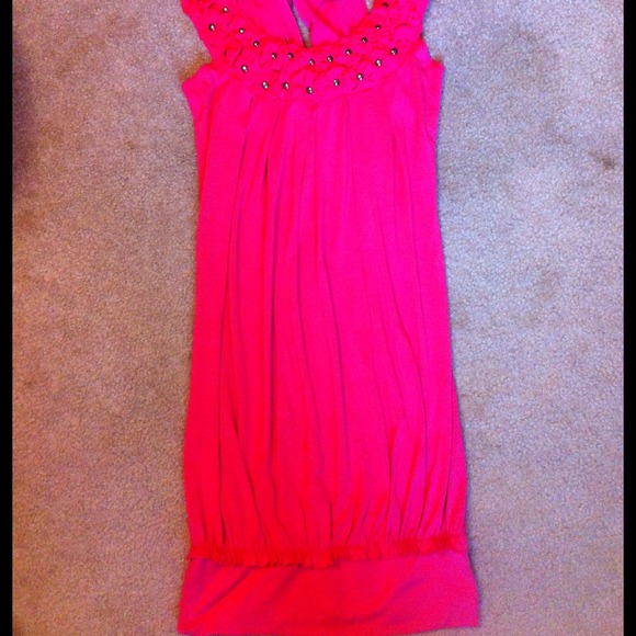 Hot pink dress with tie on back!