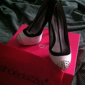 Cute front closed toe studded heels