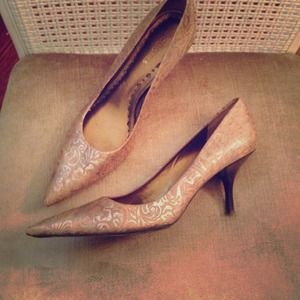 BCBG Gold Leather Pumps