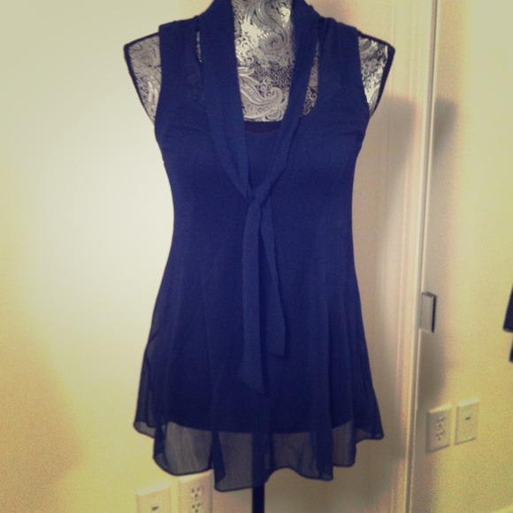 SOLD Sheer top, navy blue.