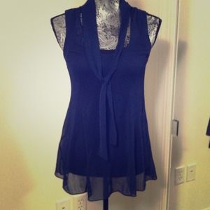 SOLD Sheer top, navy blue.