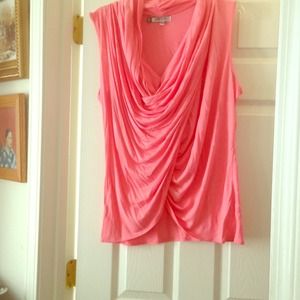 Jennifer Lopez peach sleeveless top with ruching