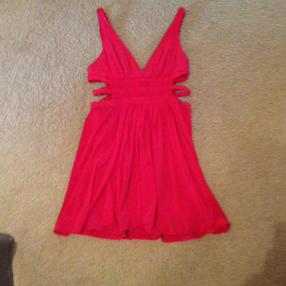 Bcbgmaxazria red cutout dress