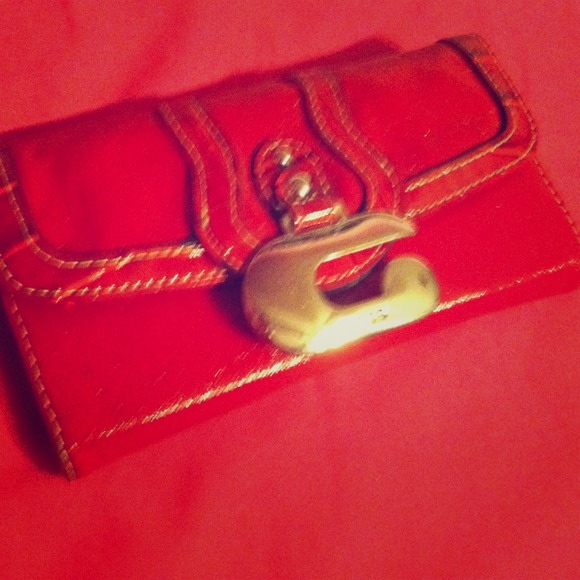 Red guess faux snake skin wallet