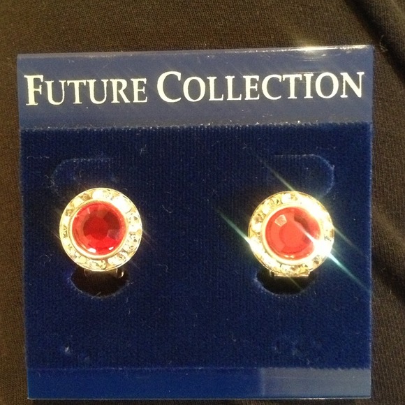 Rhinestone Clip-on Earrings - Picture 1 of 3