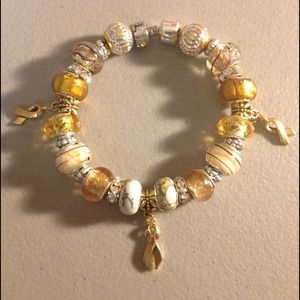 Gold & Brown Childhood Cancer Awareness Bracelet