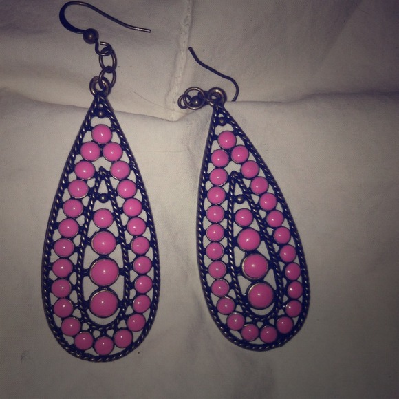 Hot Pink Tear Drop Earrings
