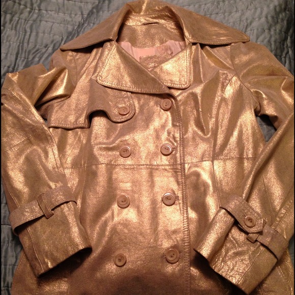 Raw GOLD leather trenchcoat